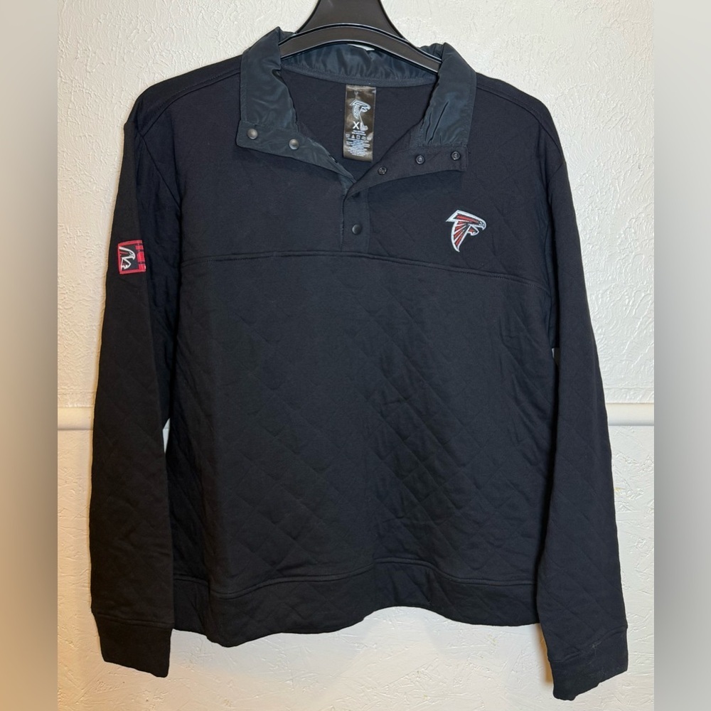 NFL Atlanta Falcons Black Quilted 1/4 Snap Pullover Sweatshirt Size XL